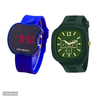 Combo of casual green and blue cut apple watch