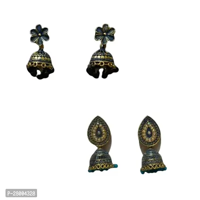 Combo of handcraft flower shape with pearl kundan earrings for girls and women