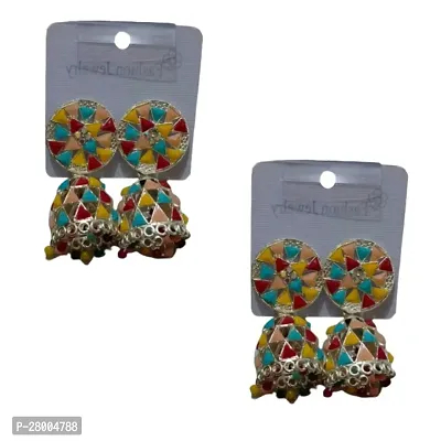 Combo of beautiful multicolour jumka style earrings for girls and women-thumb0