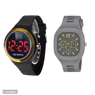 Combo of Latest Golden apple logo and Gray Square dial watch-thumb0