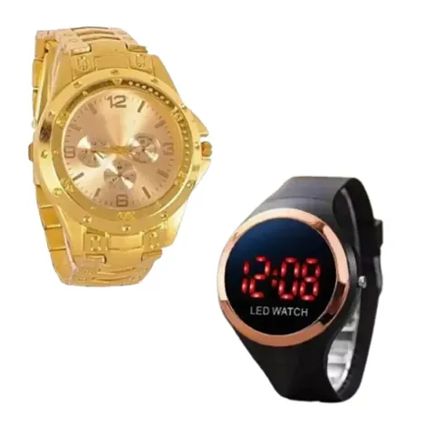 Combo of Stylish Chain analog and Apple logo digital watches