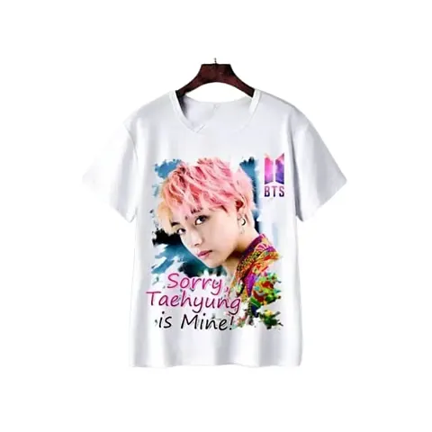 Round Neck Half Sleeve BTS taehyung is Mine Tshirt for Kids Boys and Girls