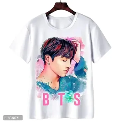 Round Neck Half Sleeve BTS Colour Printed Tshirt for Kids Boys and Girls
