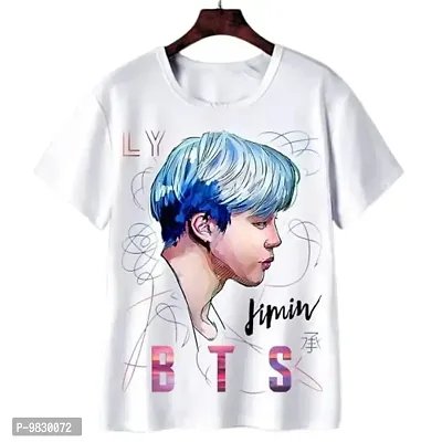 Round Neck Half Sleeve BTS Jimin Printed Tshirt for Kids Boys and Girls-thumb0