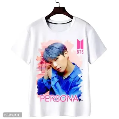 Round Neck Half Sleeve Black BTS Persona Blue Printed Tshirt for Kids Boys and Girls