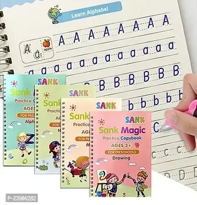 Practice Copybook Set - Enhance Your Child's Handwriting Skills with Our Kindergarten Letter Tracing Set for Ages 3-5, lncludes 4 Books Pencil Grips Magical Pens-thumb0
