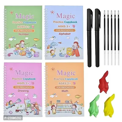 Practice Copybook Set - Enhance Your Child's Handwriting Skills with Our Kindergarten Letter Tracing Set for Ages 3-5, lncludes 4 Books Pencil Grips Magical Pens-thumb3