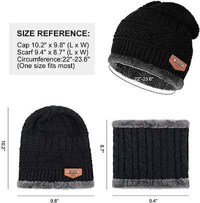 Winter Woolen Beanie Cap  Muffler for Men  Women| Beanie Cap| Winter Clothing Set| Woolen Topaa| Winter Cap| Head  Neck Warmer| 1 Set