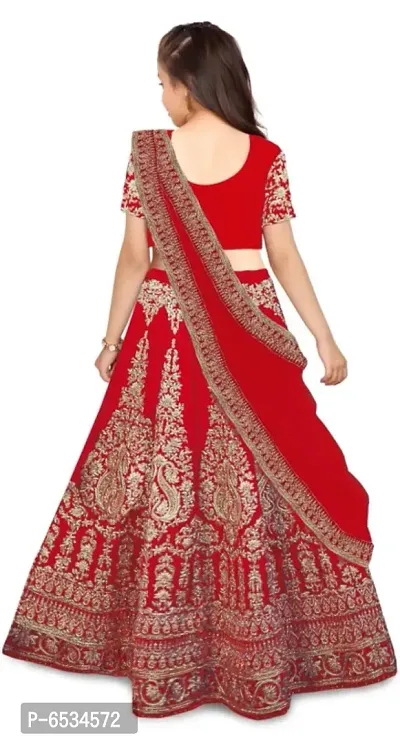 Red Embroidered Lehenga Choli and Dupatta Set-thumb2
