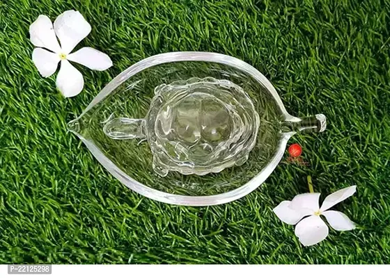 Imagicart Vastu Feng Shui Crystal Turtle Tortoise With Leaf Shape Plate For Good Luck Feng Shui Tortoise Turtle Regular Quality Showpieces And Collectibles