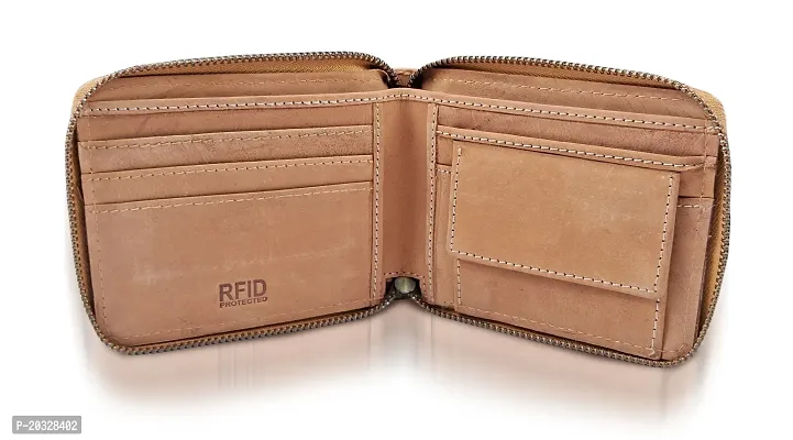 Men's Trendy RFID Protect Geniune Leather premium Lite Brown Wallet-thumb4