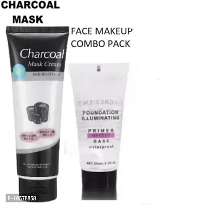 Charcoal Blackhead Remover Peel Off Mask with Makeup Matte Look Face Primer (Set of 2)
