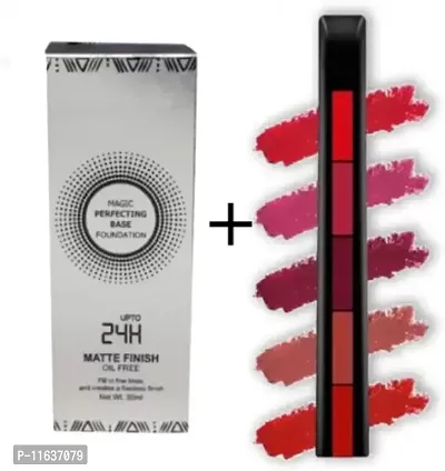 ABADRO 24H MATTE FINISH OIL FREE PRIMER with 5 IN 1 LIPSTICK