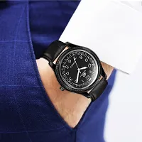 New  3D Display Black Leather Strap Analog Watch-thumb3