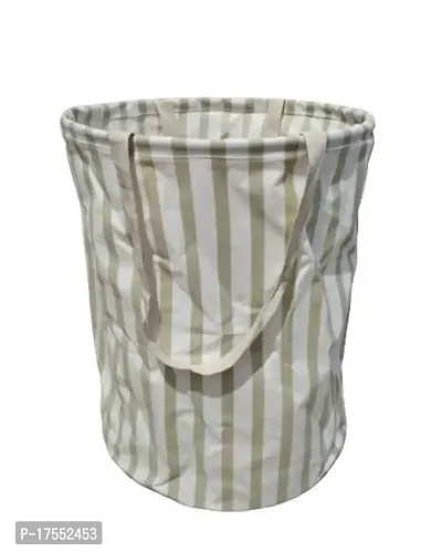 Round Laundry Bag/Basket for Dirty Clothes, Storage Bag Collapsible (17 * 23)(Beige)008045-thumb0