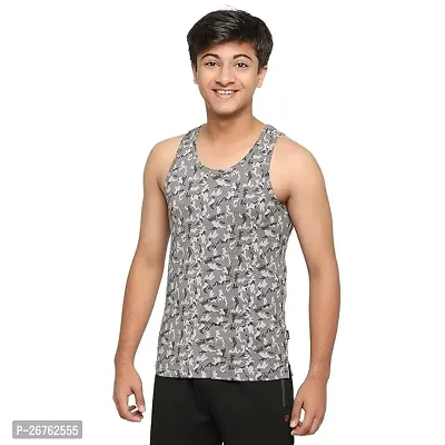 Stylish Grey Cotton Solid Sports Vest For Men-thumb0