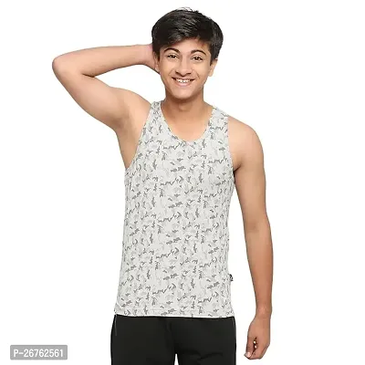 Stylish Grey Cotton Solid Sports Vest For Men-thumb0