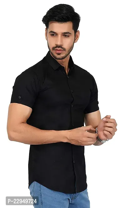Men Black Cotton Blend Polo Neck Half Sleeve Striped T-Shirt