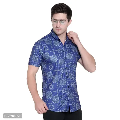 Casual Printed Half Sleeve Shirt (Royal Blue)-thumb0