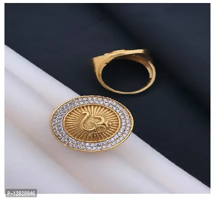 Alluring Golden Alloy  Artificial Stone Rings For Men