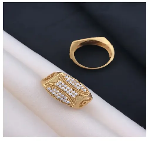 Golden Men Alloy Imitation Ring, 10mm at Rs 110/piece in Surat | ID:  2853092386948