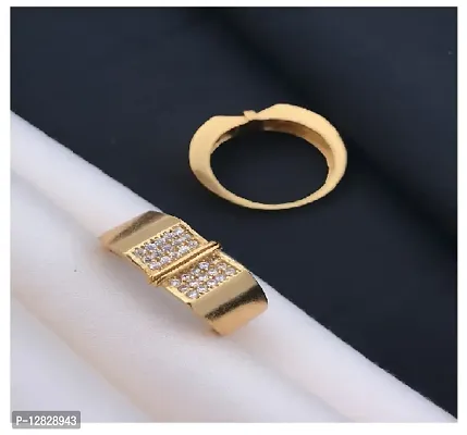 Alluring Golden Alloy  Artificial Stone Rings For Men-thumb0