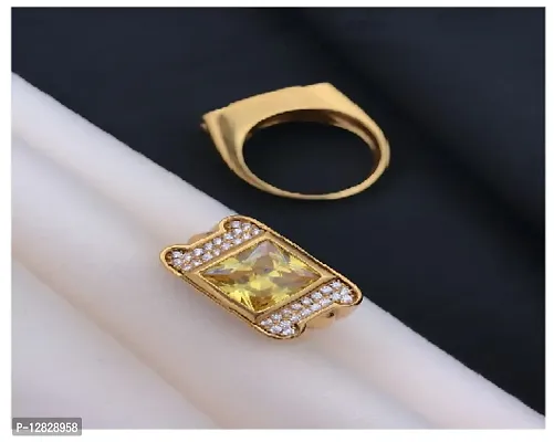 Alluring Golden Alloy  Artificial Stone Rings For Men