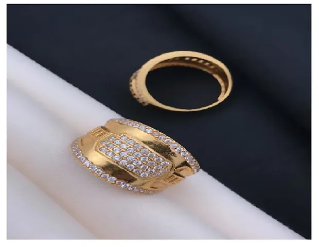 Stylish Brass Artificial Stone Golden Ring For Men