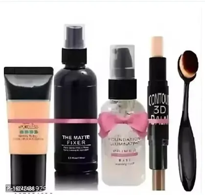 Foundation, Fixer, Primer, Contour Stick, Oval Brush, Best Makeup combo kit-thumb0