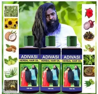 Classic Adivasi Hand Made Organic Herbal Hair Oil Pack Of Three ,300 Ml Pack Of 3-thumb0