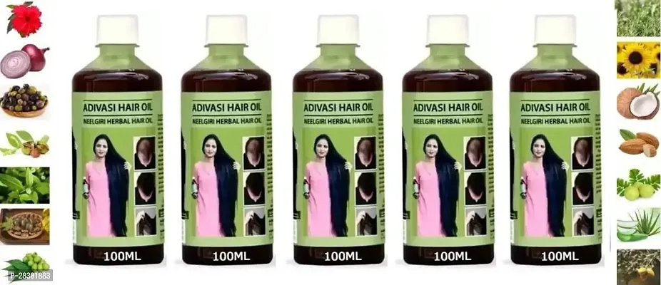 Adivasi Almond With Neelgiri Herbal Hair Oil Hair Oil 500 Ml Pack Of 5-thumb0