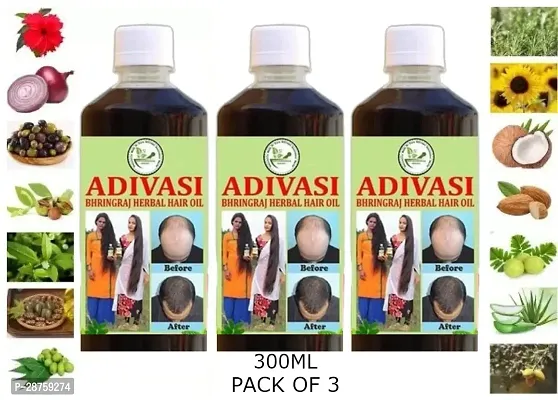 Classic Adivasi AlmondandBhringraj Herbal Hair Oil ,300 Ml Pack Of 3