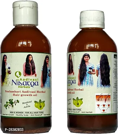 Adivasi Nisarga Herbals - Neelambari Aadivasi Herbal Hair Growth Oil With Natural Herbs Hair Oil 500 Ml Pack Of 2