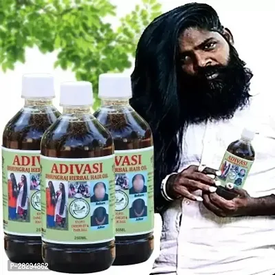 Adivasi Bhringraj Herbal Hair Oil-250 ml Each, Pack Of 3-thumb0