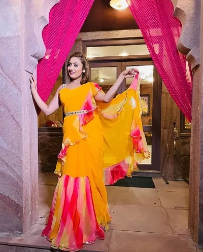 Ruffle Sarees: Buy Designer Ruffle Sarees Online - Kalki Fashion