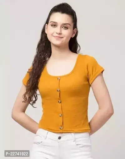 Elegant Yellow Lycra  Top For Women