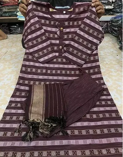 Cotton Kurta Bottom And Dupatta Set