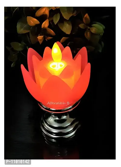 AFTERSTITCH Led Lights For Home Decoration With Battery Artificial Flower Shape Lotus With Sliver Stand Led Candles Lights Diyas ( Batteries Included) Pink-thumb0