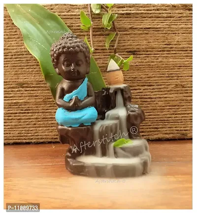 AFTERSTITCH Buddha Smoke Fountain with Incense Cones Blue Incense Burner Fog Fountain (Buddha Smoke Fountain)(Resin, Conical)