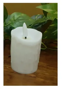 AFTERSTITCH Candle Lights for Diwali Home Decoration with Battery Artificial Real Style Flame Like Wax Lamp Diya's for Living Room Decorative Item Romantic Dinner Garden Decor (1 Piece White Candle)-thumb2