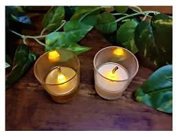 AFTERSTITCH Fiber Glass Style Like Real Moving Flame led Candles Lights for Home Decoration with Battery Artificial Dancing Flame LED Candles Lights diyas ( Batteries Included) (Golden & White)-thumb3