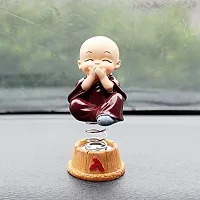 Decoration Homey Set of 4 Monk Miniature Buddha Figurines Showpiece for Home, Office Decoration(Multicolor) Sitting in a Musical Style-thumb2