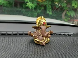 AFTERSTITCH Car Dashboard Accessories Interior Decoration Big Ear Baal Lord Ganesha Idols Statues Showpiece for Car Dashboard Home D?cor Decoration & Gifting Purpose Ganesh Ji Murti (Brown Golden)-thumb1