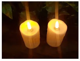 AFTERSTITCH Led Artificial Candles Lights for Home Decoration with Battery Real Wax Candle Flame Like Diya for Diwali Decorative Light Living Room Romantic Dinner Festive Garden Decor (White & White)-thumb1