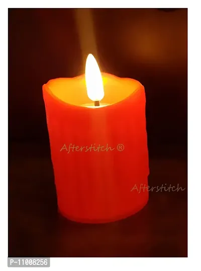 AFTERSTITCH Led Candles for Home Decoration with Battery Artificial Real Wax Candle Flame Like Led Lights Diya's for Diwali Decorative Light Living Room Romantic Dinner (1 Piece Red Candle)-thumb4