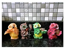 AFTERSTITCH Owl Showpieces For Home Decor Owl Statue For Good Luck Decorative Items For Living Room Fengshui Vastu Figurines For Bed Room Office Shop showcase Set Of 4 Owls Playing Musical Instruments-thumb1