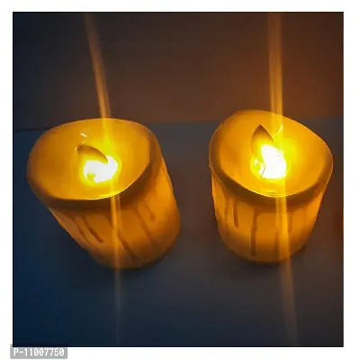 AFTERSTITCH Moving Flame Flickering Led Candles for Home Decoration with Battery Artificial Wax Like Led Lights Diya for Diwali Decorative Light Living Room Romantic Dinner (Flickering Candle Lights)