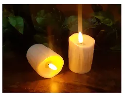 AFTERSTITCH Led Artificial Candles Lights for Home Decoration with Battery Real Wax Candle Flame Like Diya for Diwali Decorative Light Living Room Romantic Dinner Festive Garden Decor (White & White)-thumb3