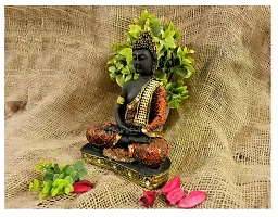 AFTERSTITCH Buddha Orange Statue Meditating Idols For Garden Home Decor Hand Mudra Living Room Door Entrance Decorative Items Showpiece Figurine , Big Size 22 cm, Resin-thumb2