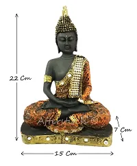 AFTERSTITCH Buddha Orange Statue Meditating Idols For Garden Home Decor Hand Mudra Living Room Door Entrance Decorative Items Showpiece Figurine , Big Size 22 cm, Resin-thumb4